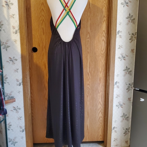 COOGI black rasta strappy maxi dress allover logo print stretch polyeste… - Picture 7 of 13